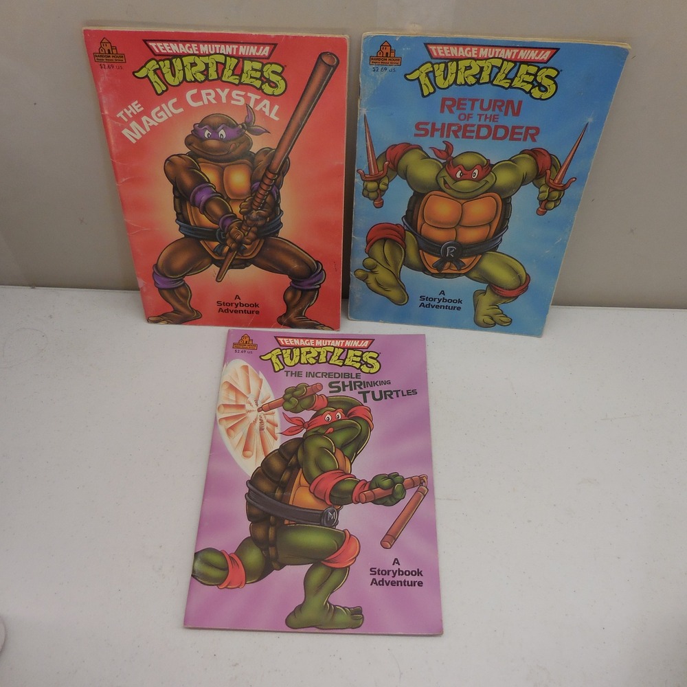 Vintage 1990 TMNT Storybook Lot 3 Random House Magic Crystal Shredder Shrinking